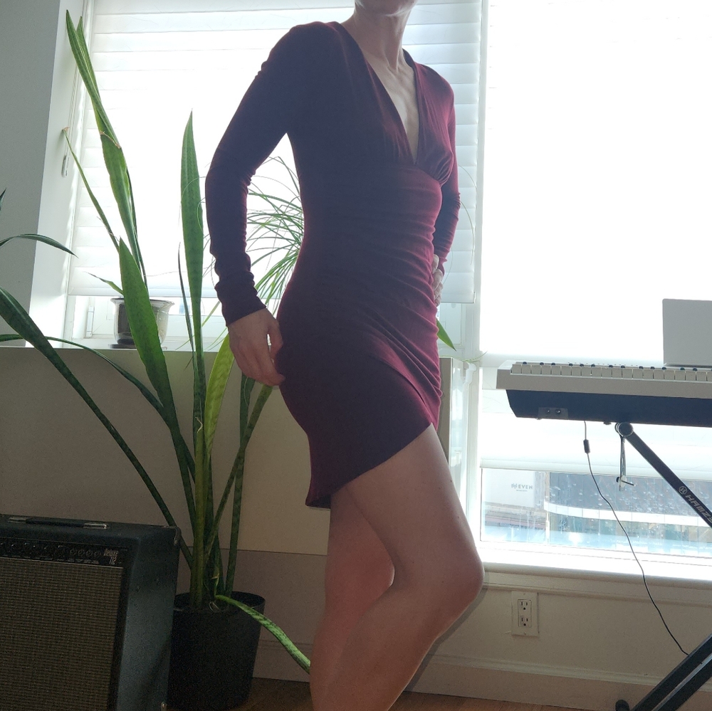 Elegant Burgundy Wrap Dress